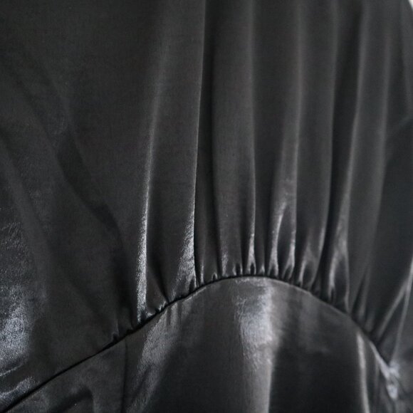 Halara satin midi dress, black, L - elegant women's office cocktail dress - Picture 4 of 7